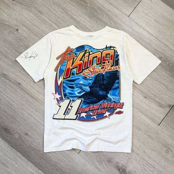 Rare Signed Steve Kinser The King Sprint Car Racing Men's White T-Shirt - Small - Picture 2 of 8